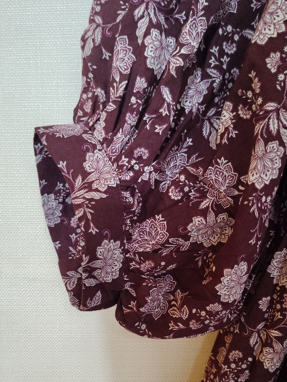Madewell Splitneck Puff-Sleeve Mini Dress - Olivia Floral Dark Fig - Size M - Picture 6 of 12